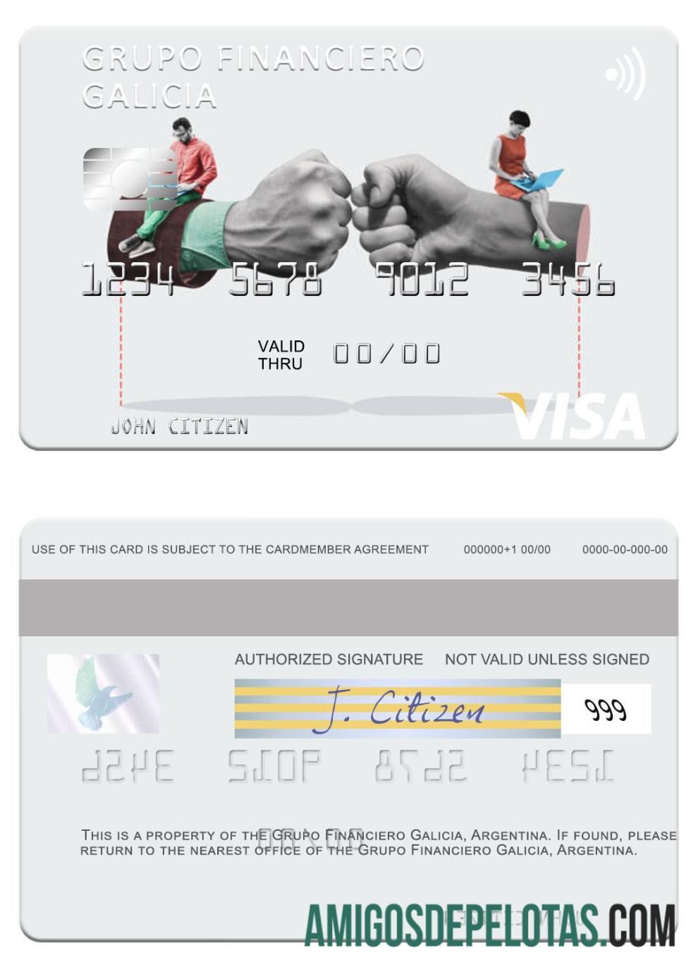 Cartão Visa Argentina Grupo Financiero Galicia modelo